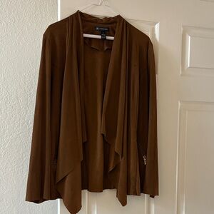 INC International Concepts Chocolate Brown Draped Blazer